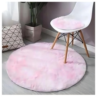 Hochflor-Teppich Runder Teppich Einfache Tie-Dye Seidenhaar Wohnzimmer Fußmatte, SOTOR, 120 Durchmesser kleiner runder Teppich rosa