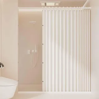 HLTQL Falttürvorhang,Mit Teleskopstange,Magnetischer Türvorhang mit Verdunkelung, Faltbarer Raumteiler für Bad/Schlafzimmer/Wohnzimmer, Akkordeon-Design(04,W 100*H 200cm)