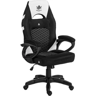 KRAKEN CHAIRS Gaming Stuhl Stoff Ergonomisch Wippfunktion 130 kg, Weiß | Stoff Gamingstuhl mit Mesh, weicher Polsterung, Tilt-Wippfunktion, Gaslift Klasse 3 und 50-mm-Rollen