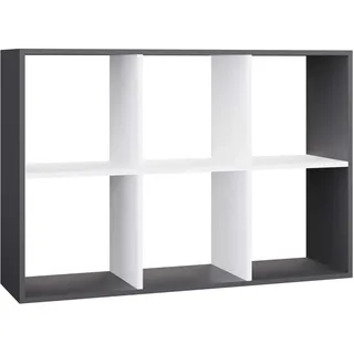 CDF Bücherregal Standregal Würfelregal 2x3 Fächer Raumteiler Spielzeugregal Modernes Büroregal Aktenregal Aufbewahrung Sideboard Kinderzimmer Wohnzimmer 110 x 75 x 30 cm - Anthrazit/Weiß
