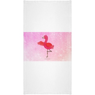 Mr. & Mrs. Panda Handtuch Flamingo Yoga - Aquarell Pink - Geschenk, Namaste, Badetuch, Yogapose, (1-St), Leuchtende Farben lila