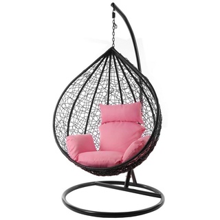 KIDEO Hängesessel Hängesessel MANACOR schwarz, XXL Swing Chair, edel, Gestell und Kissen inklusive, Nest-Kissen, verschiedene Farben rosa