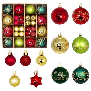 Rutaqian Weihnachtsbaumkugel Weihnachtskugeln, 44 Stück/Set 3-6cm Rot-Weiß-Weihnachtsball-Ornament, Weihnachtskugel Set aus Plastik Farbkugel Geschenkbox rot