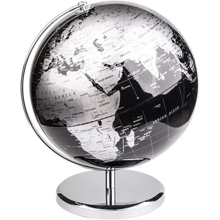 Exerz 25 cm Metallic Schwarz Globus Edelstahl Sockel Schülerglobus | transparent politische Karte mit Silber Arc für Geografie Lernen Zuhause Büro Classroom und modern Décor