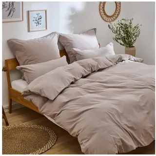 Blumtal Bettwäsche Leinen Optik Braun 135 x 200 cm + 80 x 80 cm