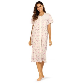 comtessa Nachthemd (Set, 1-tlg., 1-teilig) Damen Sleepshirt ca.110cm lange Knopfleiste Schlafshirt Baumwolle lila