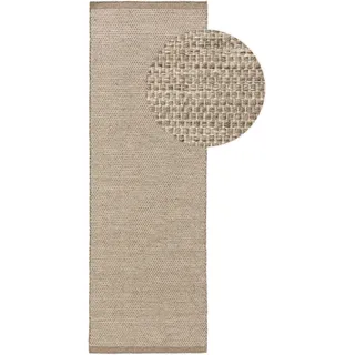 benuta Pure Wollteppich Rocco Taupe 80x250 cm - Naturfaserteppich aus Wolle
