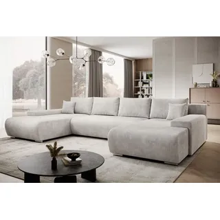 Moebelfest Credo Ecksofa U-Form, mit Schlaffunktion und Bettkasten, U-Form Couch Creme - Beige