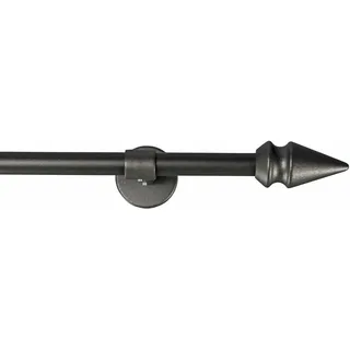 GARESA Gardinenstange GARESA "SPYRNA", grau (graphit), L:170cm Ø:16mm, Holzwerkstoff, Metall, Gardinenstangen, Vorhanggarnitur, verlängerbar, Spitze, ohne Ringe
