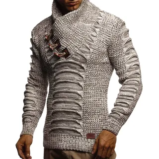 Leif Nelson Herren Strickpullover LN-5575 | Winter Pullover mit Schalkragen | Slim Fit Strickpulli für Männer | Warmes Grobstrick Design | Größe S-3XL - 3XL