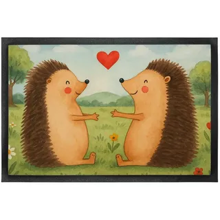 Mr. & Mrs. Panda Fußmatte Igel Liebe Design, Sauberlaufmatte 40 x 60 cm, Weiß, Schuhabstreifer, rechteckig, Höhe: 40 mm, Partner Hochzeit flurmatte weiß Ø 60 cm x 60 cm x 60 cm x 40 mm