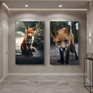 HMXQLW Netter Fuchs Wandbilder Fuchs Bilder kunstdrucke Kinderzimmer Wohnzimmer Deko,Leinwandbilder Moderne Fotografie Poster und Drucke Wandkunst Schlafzimmer Rahmenlos (2X60X90CM)