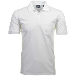 RAGMAN Herren Poloshirt - Oberteil, Softknit-Polo, Baumwollmischung, Brusttasche, Knopfleiste, kurz, einfarbig Weiß XL