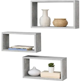 [en.casa] Mandal Wandregal 3 tlg. 40 x 12 x 10 cm Grau