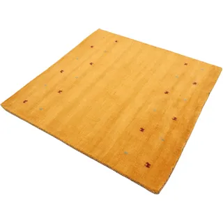 carpetfine Wollteppich Gabbeh Uni Quadratisch Gelb 60x60 cm | Moderner Teppich für Wohn- und Schlafzimmer