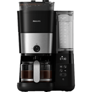 PHILIPS HD7888/01 All-in-1 Brew, mit Mahlwerk, Smart Dosierung und Kaffeebohnenbehälter, Glaskanne, 1,25 Liter, 1000 Watt Kaffeemaschine Schwarz/Silber