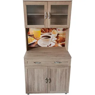 Hti-Living Küchenbuffet mit Glasteil  Sonoma Blanca Bistro Beige