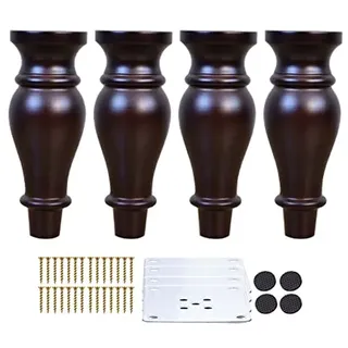 4 Stück Massivholz Ersatz Möbelfüße, Moderne Vintage Schrankfüße, Antike Möbelbeine mit Montageplatten Schrauben, für TV-Ständer Couchtisch Sofa Couch Ottomane (18cm/7.09in)