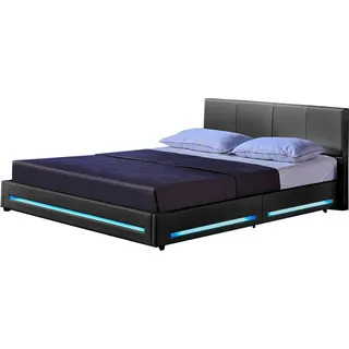 Home Deluxe Led Bett Asteroid Mit Matratze Farbe: Dunkelgrau, 160 x 200 cm Led Polsterbett Bett Bettgestellt - Home Deluxe