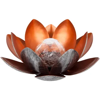 Dehner Solarleuchte Lotus, Ø 27.5 cm, Höhe 12 cm, Metall, silber/rot