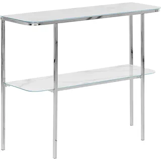 Beliani CALVERT Konsolentisch 100 x 35 x 0 cm Silber/Weiß