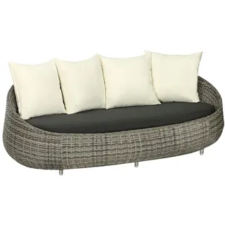 Dehner Lounge Sofa Avani, Gartensofa, 208 x 97 x 76 cm, Kunststoffgeflecht/Aluminium, grau