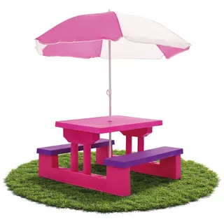 BITUXX Kindersitzgruppe Kindermöbel Sitzgarnitur Kindertisch Sonnenschirm Pink