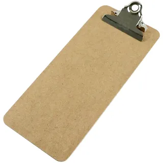 Klemmbrett Holz 1/3 A4 | Hochformat | Classic - mit großer Retroklammer, braun