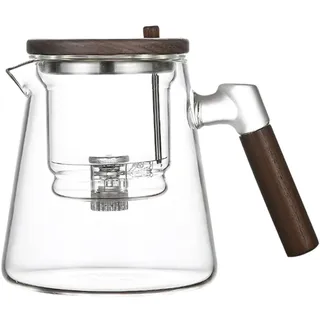 Enchanti-Teekanne, Enchantipot | Drücken Sie bezaubernde Teekanne,Teekanne mit Holzgriff, Glas-Teekanne zur Teewassertrennung