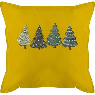 Shirtracer Dekokissen Weihnachtsbäume, Weihnachtskissen Christmas gelb