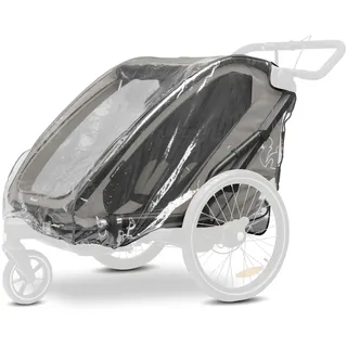 hauck Bike N Walk Duo Regenschutz für Fahrradanhänger 67 x 64 x 100 cm - mit Belüftungslöcher, Reflektierende Umrandung - Schnelle & Einfache Befestigung am Kinderanhänger - Faltbar - Transparent