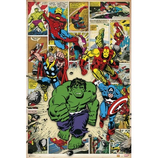 Marvel - Here Come The Heroes - Poster Plakat Druck - Grösse 61x91,5 cm
