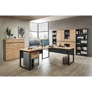 Innostyle Komplettbüro MEMPHIS XI 9-teilig Front Artisan Eiche Korpus Graphit
