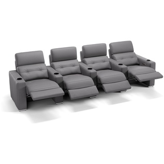 Leder 4-Sitzer Sofa BARI Relaxsofa Kino Couch - Grau