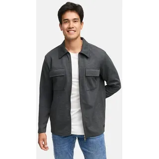 INDICODE Langarmhemd Herren INNello Zip Herrenhemd Langarm Lässiges Hemd mit Reißverschluss und Brusttaschen grau S