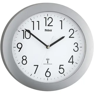Mebus Funkwanduhr Ø 25 cm - silber