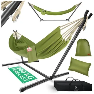 Kesser KESSER® Hängematte LAKE mit Gestell Doppelhängematte für 2 Personen-Stabiler Rahmen 200kg Belastbarkeit Indoor & Outdoor XXL Hängesessel Doppel Mehrpersonen Garten Pool Balkon Terrasse