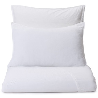URBANARA Bettwäsche Manisa Musselin-Bettwäsche Kopfkissenbezug 75x50 cm aus Dreamfeel Baumwoll-Musselin Leinwandbindung Kissenbezug - Weiß