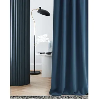 room99 Vorhang mit Ösen Laurel 140 x 260 cm Breite x Höhe Verdunkelung Blickdicht Schiebegardinen Curtain Wohnzimmer Schlafzimmer Dunkelblau, 1 Stück