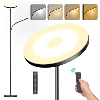 LUCKEA 42W Deckenfluter mit Leselampe Dimmbar, 4200LM LED Stehlampe Wohnzimmer mit Fernbedienung & Touch-Steuerung, Moderne Standleuchte mit 2700K-6500K Farbtemperatu