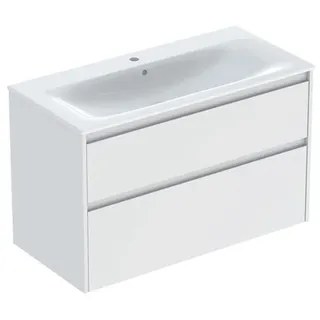 Geberit Waschbeckenunterschrank 2 Schubladen 100 x 62,1 x 48 cm Weiß lackiert seidenmatt
