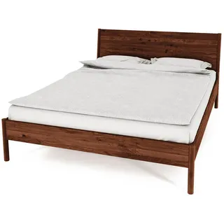 byoak Bettgestell, Dunkelbraun, Holz, Kerneiche, 180x220 cm, Schlafzimmer, Betten