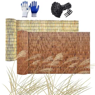Premium Schilfrohrmatte Hohe Sichtschutz Schilfmatte Natürlicher Sichtschutzzaun Sonnenschutz Weidenmatte Für Garten, Balkon Und Terrasse