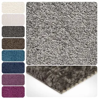 Teppichboden Meterware Auslegware Velours Hochflor | 4m 5m breit, hell-grau, Muster