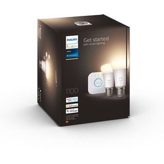 Philips Hue 8719514289116 LED Starter Kit Set + Hue Bridge 2x95w | E27 | 1100lm | 2700k - dimmbar, Bluetooth, weiß