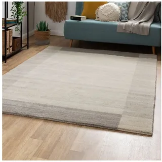 Steffensmeier Nepal Teppich Pali | Wolle, Grau, Größe: 200x200 cm Kurzflor Teppich für Wohnzimmer, Ethno Look