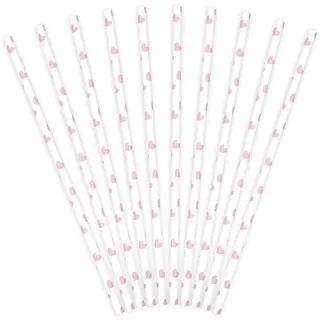 Partydeco Papierstrohhalme 19 cm 10 St. Weiß/Rosa
