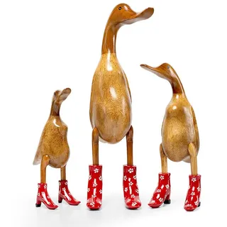 DomDeco Dekofigur Handgefertigte Deko-Figur aus Holz "Ente mit Absatz" rot 42 cm