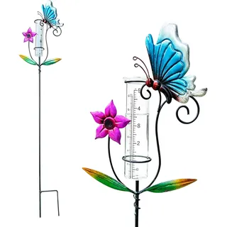 Regenmesser für Garten, Gartendeko Regenmesser Frostsicher, 89cm Gartenstecker Regenmesser, Niederschlagsmesser, Regenmesser Glas, Regenmengenmesser für Hof Deck Rasen Landschaft und Gartenzubehör