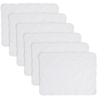 Tischsets Abwaschbar,Weiße Gesteppte aus Baumwolle,6er-Set,rechteckige,maschinenwaschbar,for Küche oder Esstisch,rechteckige Stoff (33 x 45,7 cm)